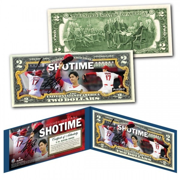 アメリカ 限定2ドル紙幣 大谷翔平 SHOHEI OHTANI Shotime サイン ② 法定通貨 限定品 USA 証明書&ホルダー付き 新品レア 即決 送料込み_画像1