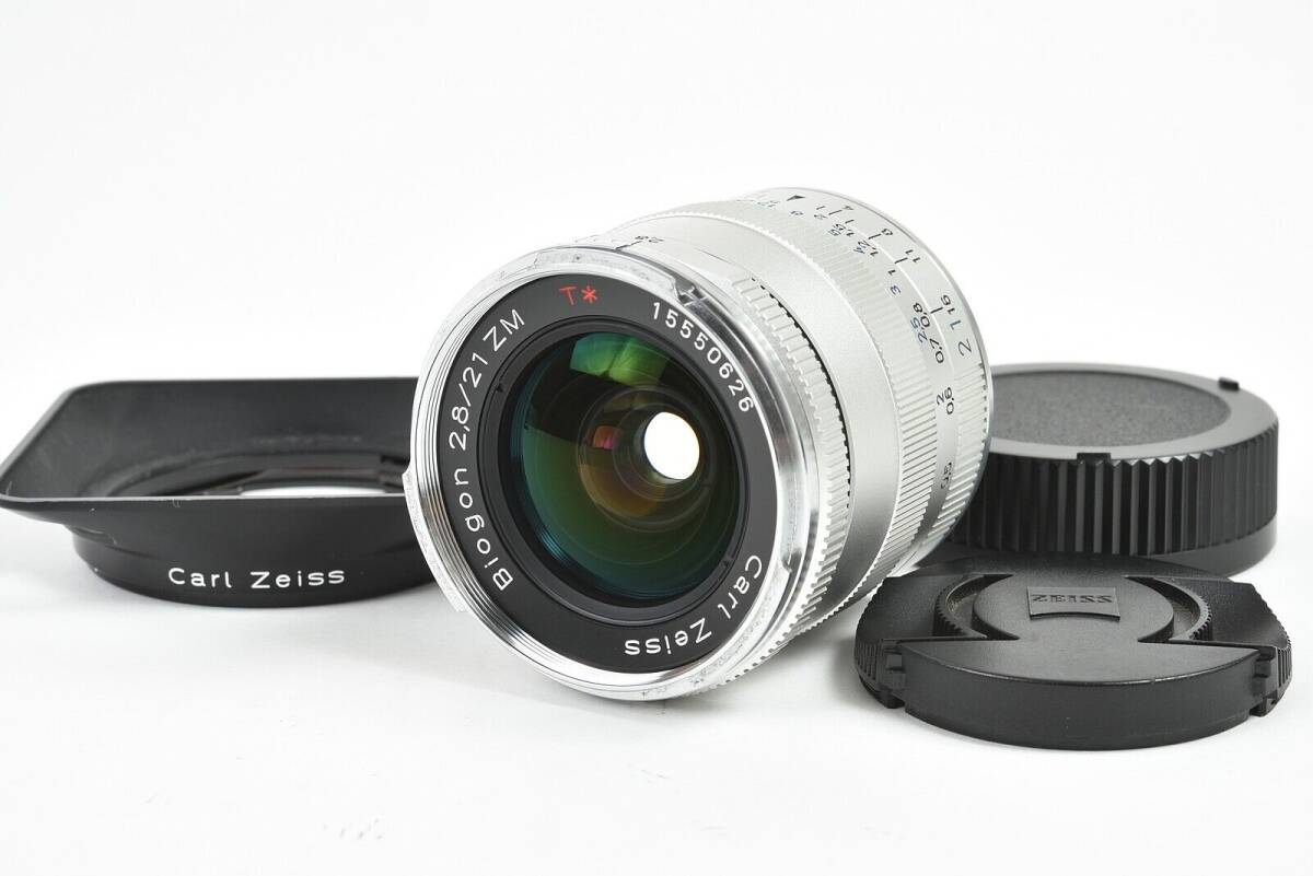 ★外観美品★Carl Zeiss カールツァイス Biogon ビオゴン 21mm F2.8 ZM シルバー フード付き♪/p01