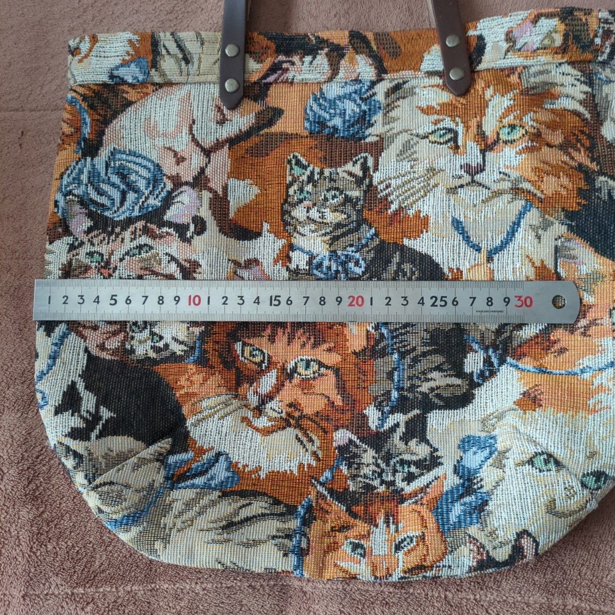 猫柄　布製トートバッグ　ハンドメイド