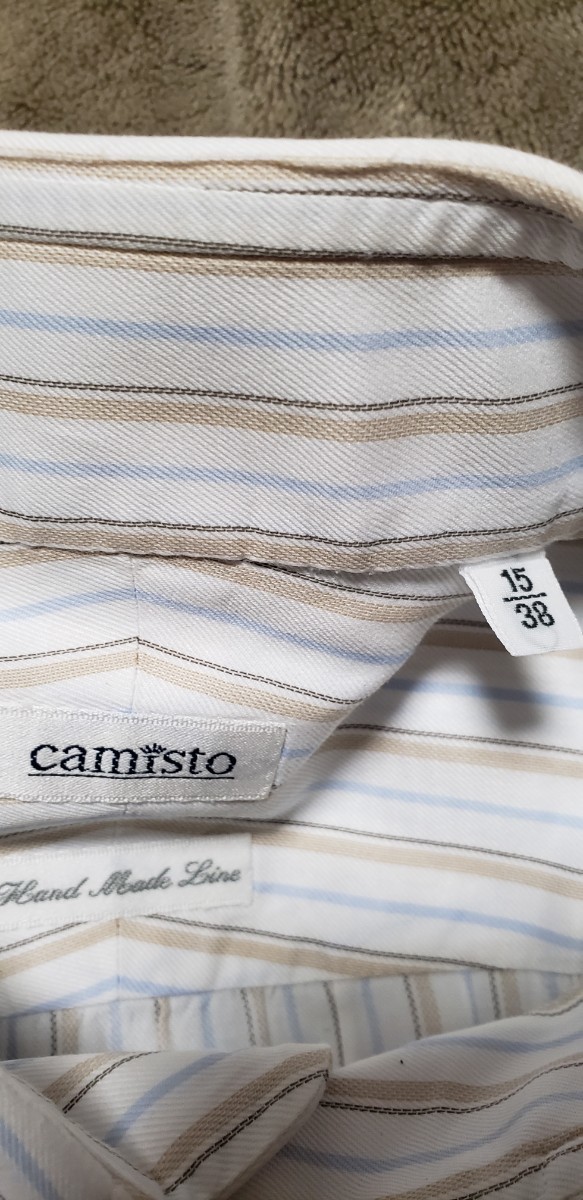 ワイシャツ 　ハンドメイドライン　　ブランド camisto カミスト　サイズM 38-80 【管理番号2FCP本309】首回り取付、三角布張、ギャザー_画像2