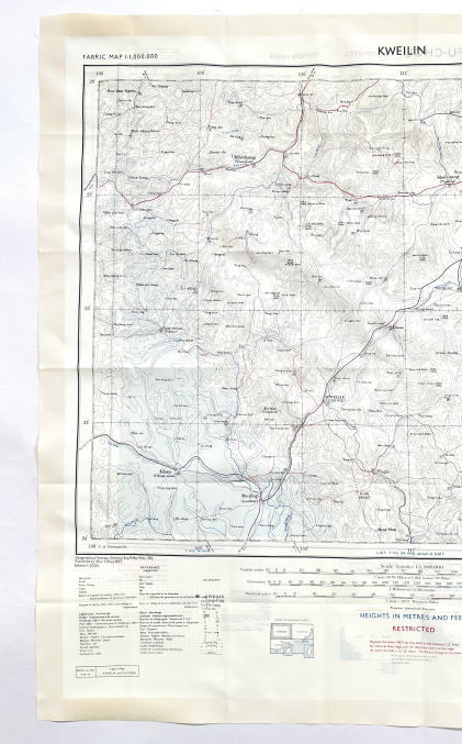 デッド イギリス軍 エスケープ マップ スカーフ RAF 桂林 福州 ビンテージ 地図 1950s 両面プリント 中国 ロイヤルエアフォース 空軍_画像7