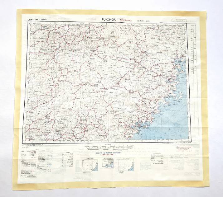 デッド イギリス軍 エスケープ マップ スカーフ RAF 桂林 福州 ビンテージ 地図 1950s 両面プリント 中国 ロイヤルエアフォース 空軍_画像1