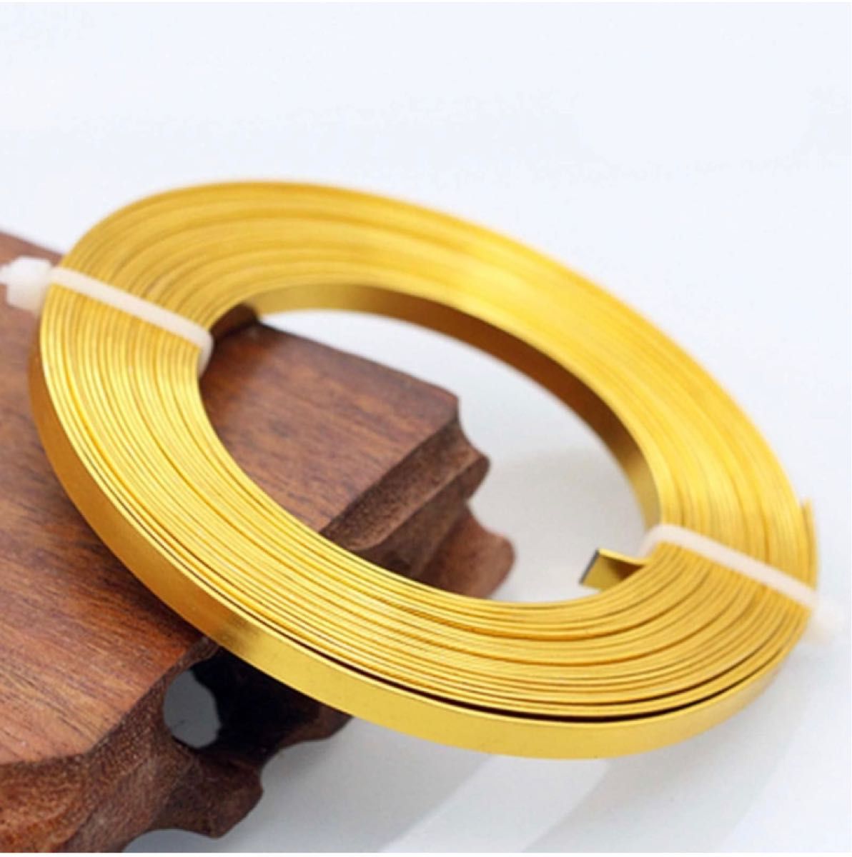 YINKE フラット アルミ線 2ロール10m幅3mm金色 平角線 曲げる線 ジュエリー作り 手芸 副資材 クラフト用（5ｍ