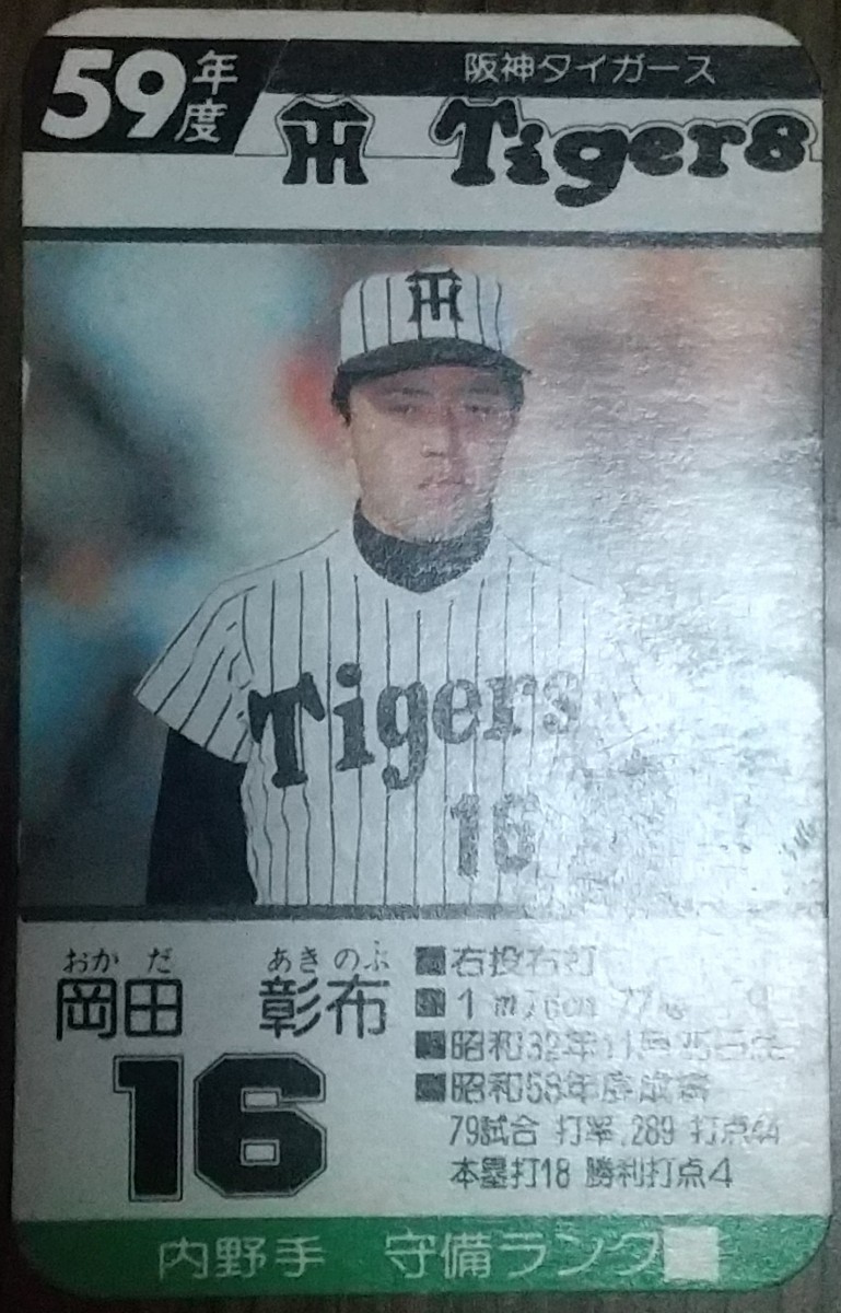 タカラプロ野球カードゲーム昭和５９年度阪神タイガース 岡田彰布_画像3