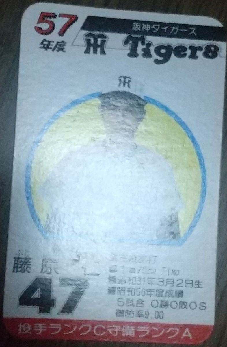 タカラプロ野球カードゲーム昭和５７年度阪神タイガース 藤原仁_画像3