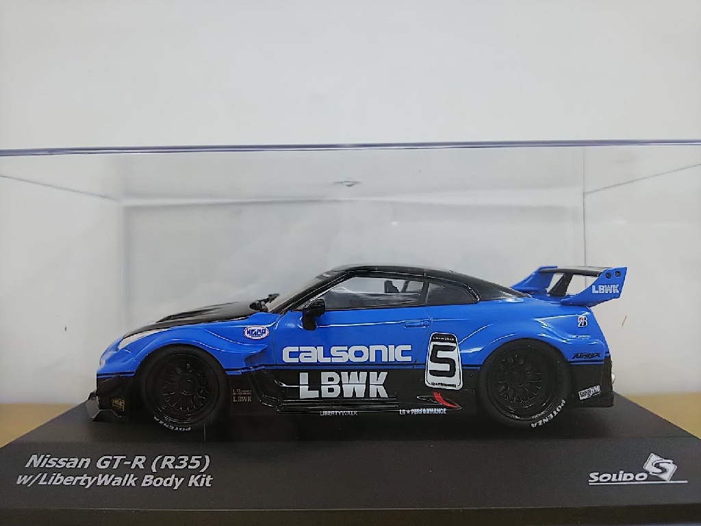 # Solido Solido 1/43 NISSAN GT-R (R35) w/Liberty Walk Body Kit blue Liberty walk Calsonic Nissan model minicar 