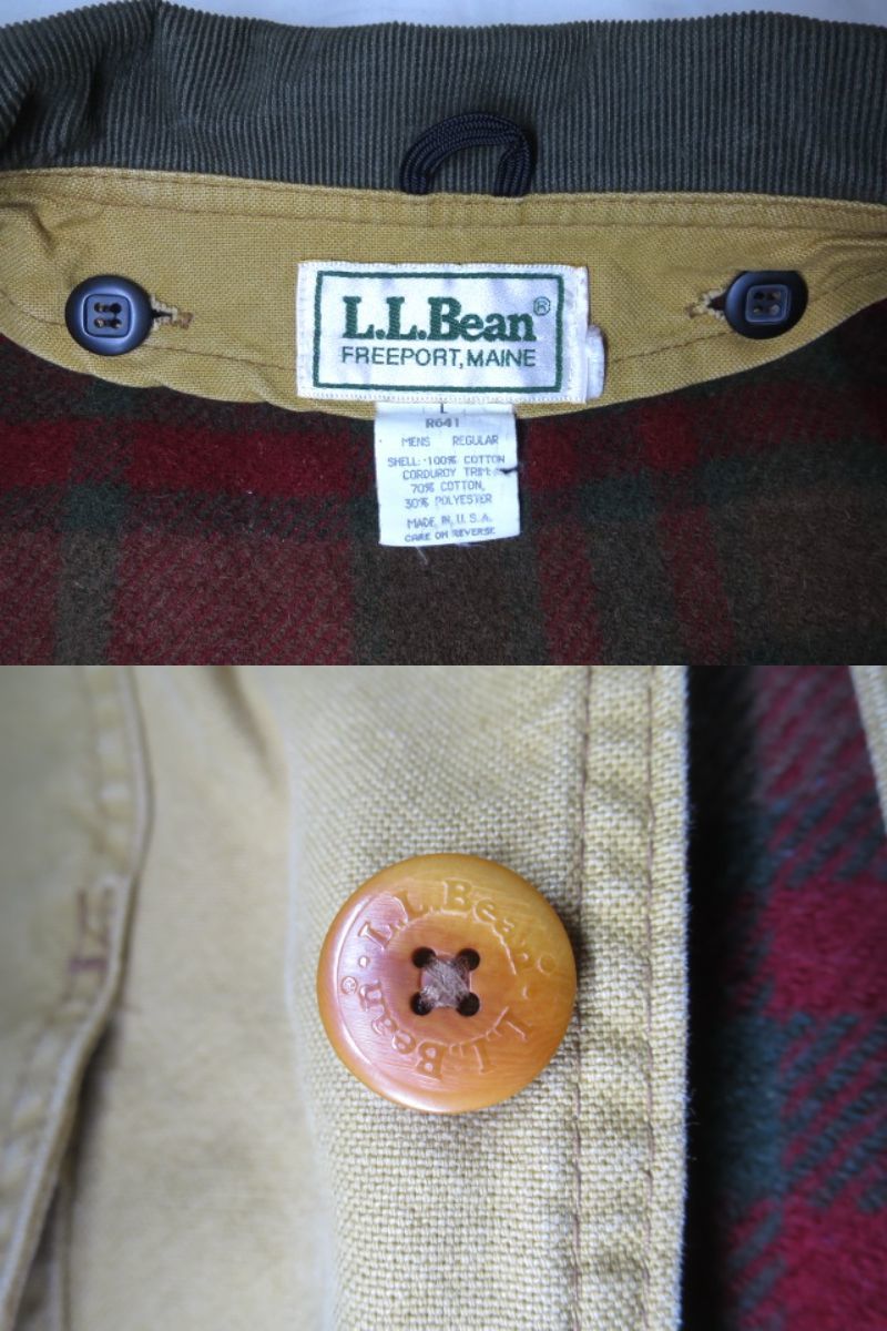 90s USA製 L.L.Bean　エルエルビーン ハンティング ジャケット L 実寸 XL　ウールライナー付き フィールドコート ビンテージ_画像6