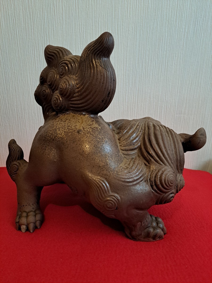 備前焼 木村長十郎友敬 獅子 W35×H30 旧家ウブ買取品 古美術 骨董 置物 床置 魔除け 縁起物 唐獅子_画像6