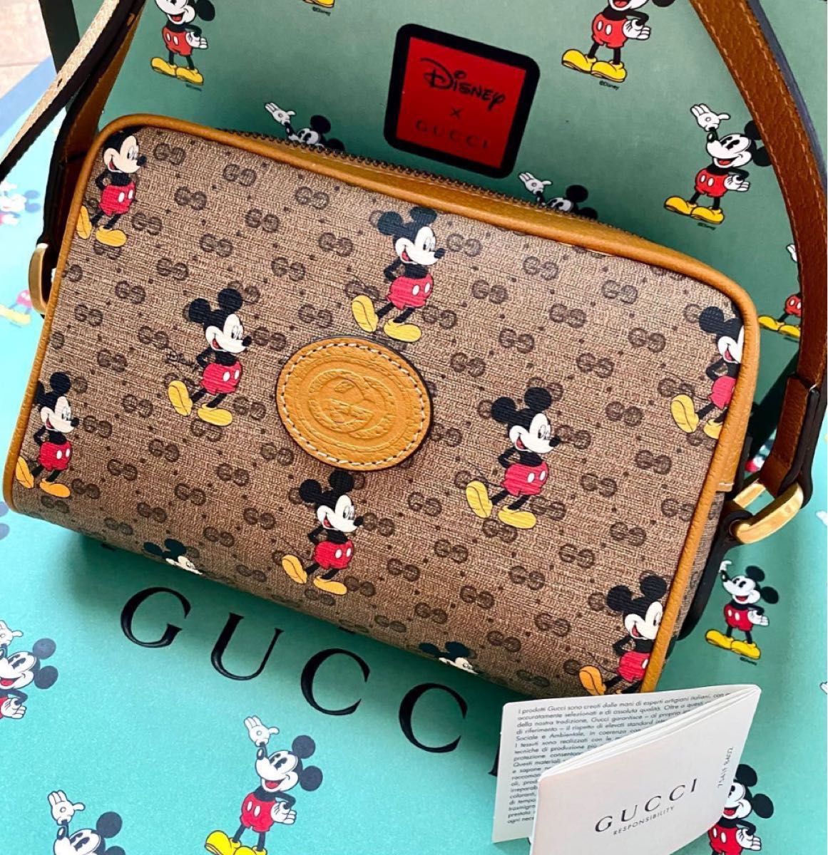 【美品】GUCCI×DISNEY ミッキー ショルダーバッグ グッチ ミッキー 限定 阪急百貨店購入 バッグ トート ディズニー