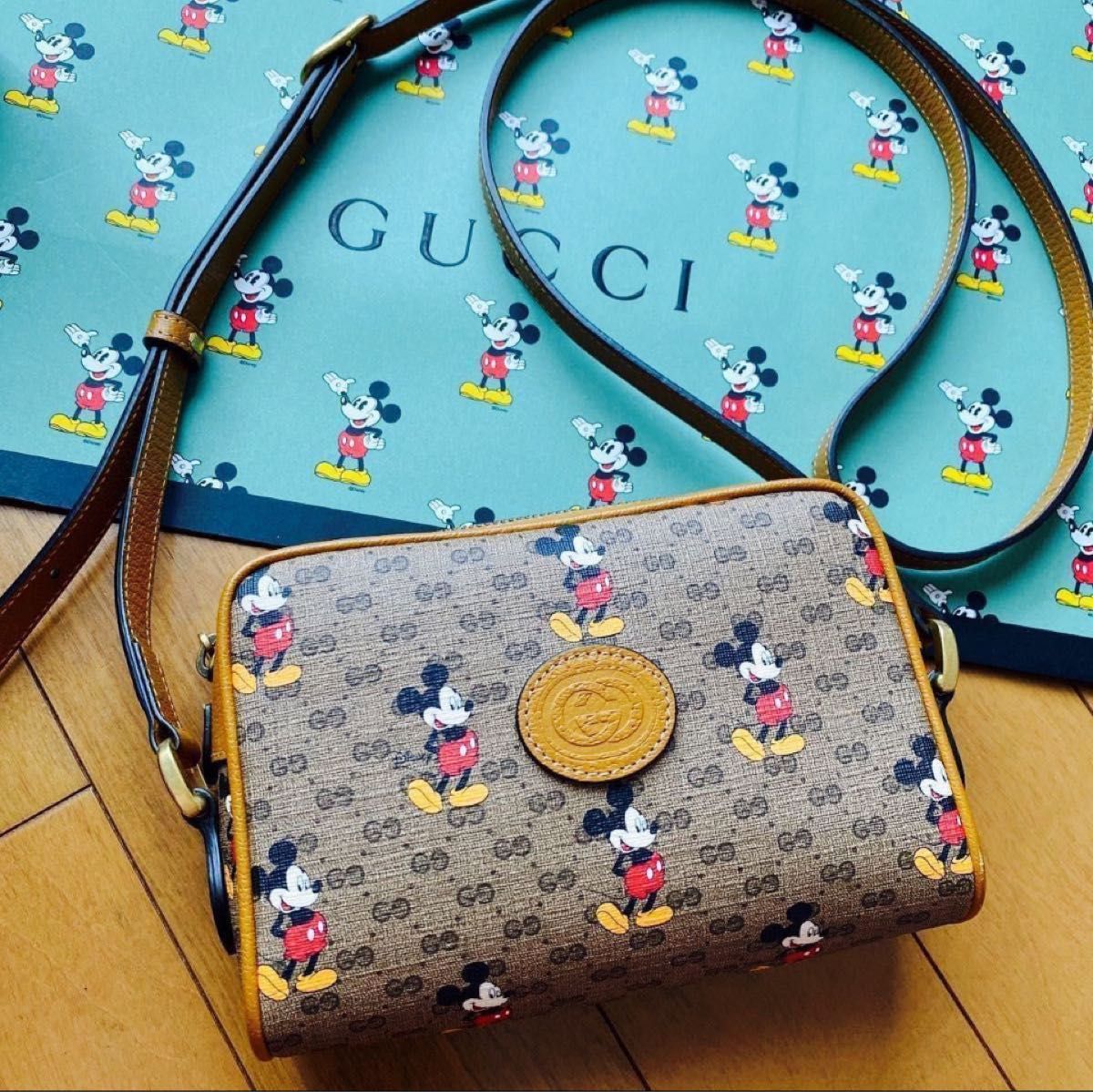 【美品】GUCCI×DISNEY ミッキー ショルダーバッグ グッチ ミッキー 限定 阪急百貨店購入 バッグ トート ディズニー