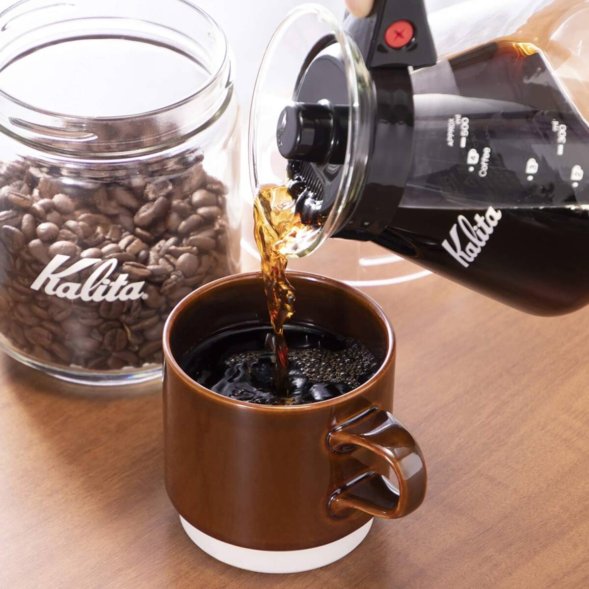 カリタ Kalita コーヒーサーバー 耐熱ガラス製 500ml 2~4人用 N #31205 電子レンジOK メモリ付き フタ付_画像4