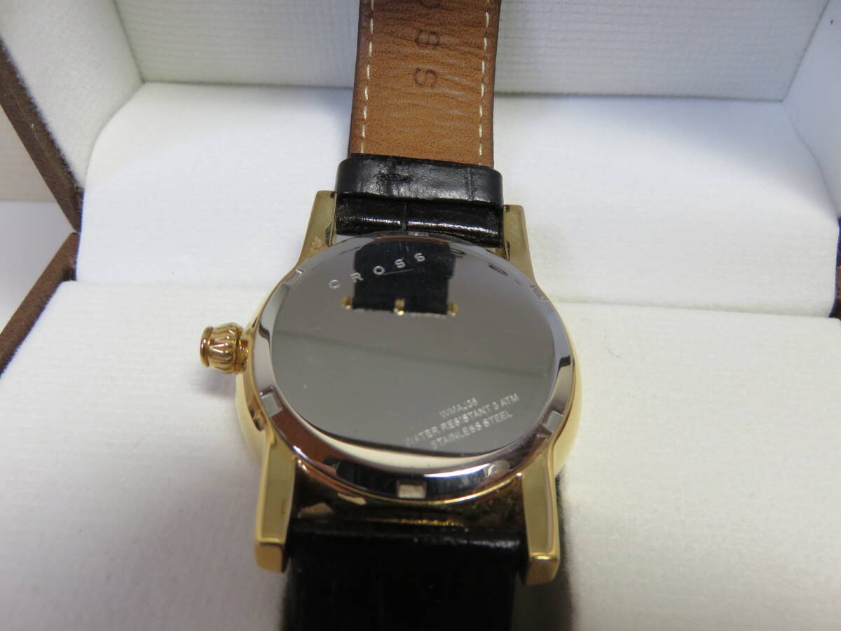 ★CROSS★クロス メンズ腕時計 WMAJ36 ステンレス スチール ゴールド色系・ベルト ブラツク系 電池交換 作動確認済みの画像4
