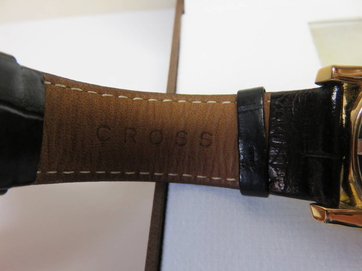 ★CROSS★クロス メンズ腕時計 WMAJ36 ステンレス スチール ゴールド色系・ベルト ブラツク系 電池交換 作動確認済みの画像9