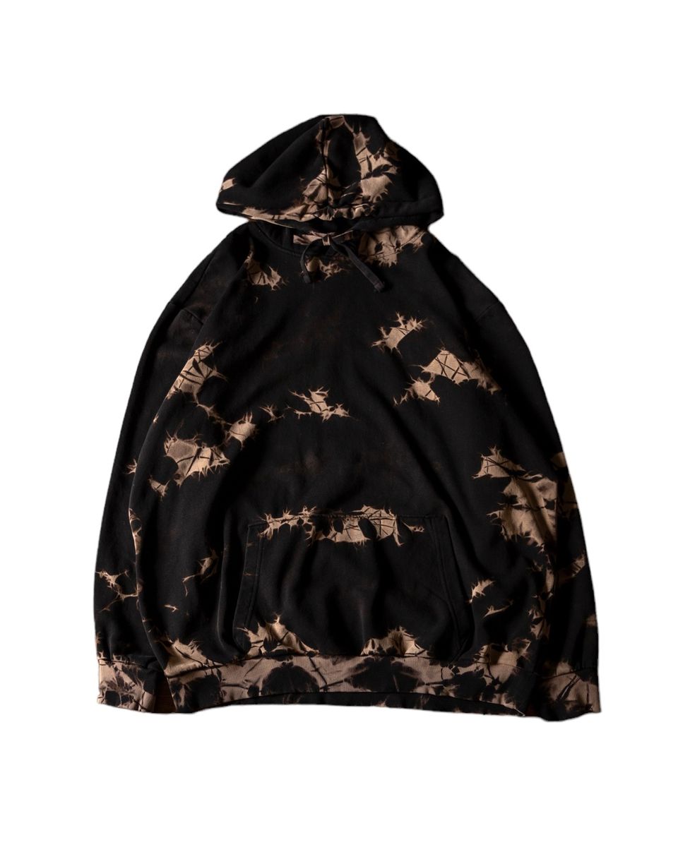 Oversized bleach design sweat hoodie "BLACK"