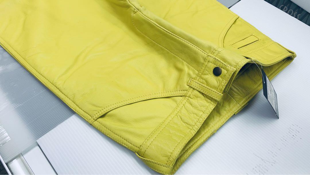 レザーパンツ 革パンツ 牛本革 LLサイズ【新品未使用】SC 鮮やかな黄色です_画像3