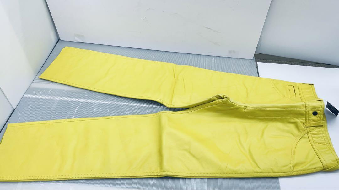 レザーパンツ 革パンツ 牛本革 LLサイズ【新品未使用】SC 鮮やかな黄色です_画像1