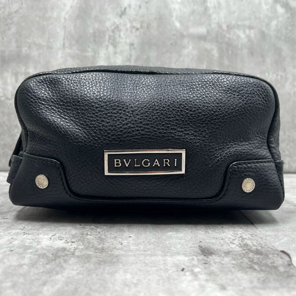 【希少/極美品】1円 BVLGARI ブルガリ ビーゼロワン セカンドバッグ クラッチ ポーチ 大容量 レザー 本革 メンズ ビジネス ブラック 黒 _画像2