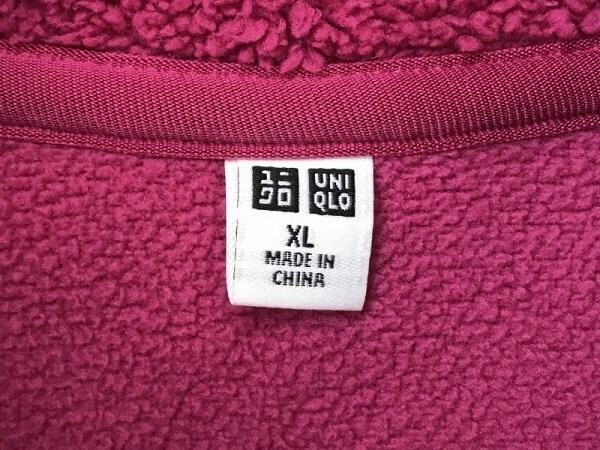 UNIQLO ユニクロ メンズ もこもこ ボア ジップジャケット 大きいサイズ XL ショッキングピンク_画像2