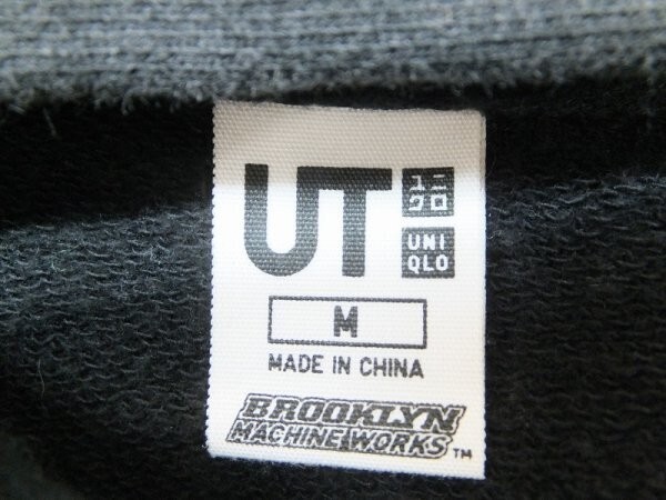 UT UNIQLO ユニクロ × BROOKLYN MACHINE WORKS メンズ ナンバーワッペン 綿 プルオーバーパーカー M 黒_画像2