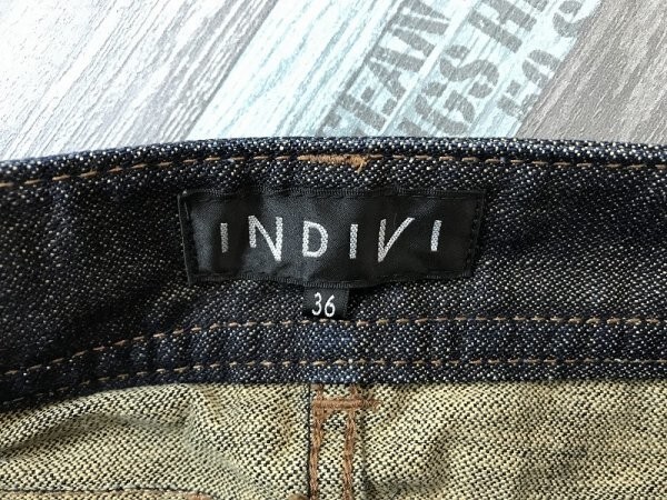 INDIVI インディヴィ レディース コットン デニムジーンズパンツ 36 紺_画像2