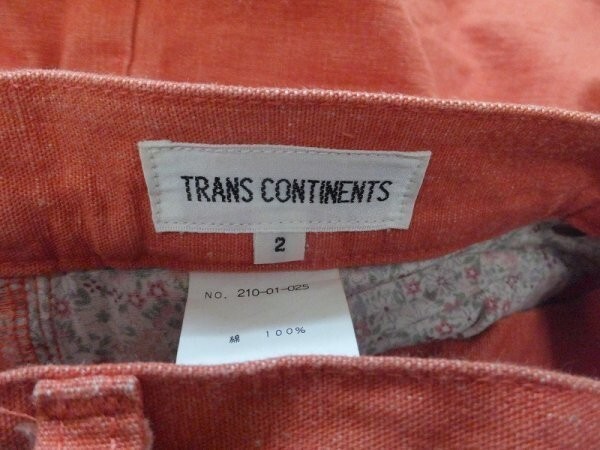 TRANS CONTINENTS トランスコンチネンツ レディース 日本製 デニムクロップドパンツ 2 オレンジ_画像2