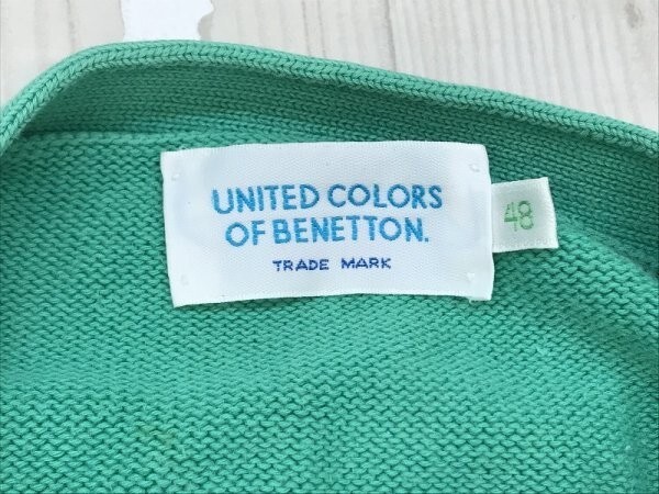 UNITED COLORS OF BENETTON Benetton lady's V neck knitted cardigan 48 green 