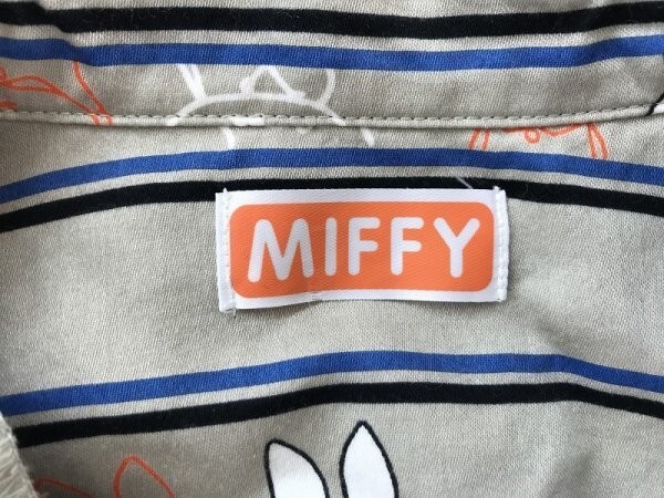 Miffy ミッフィー メンズ 前ボタン 綿 長袖パジャマ 上下セットアップ グレーの画像2