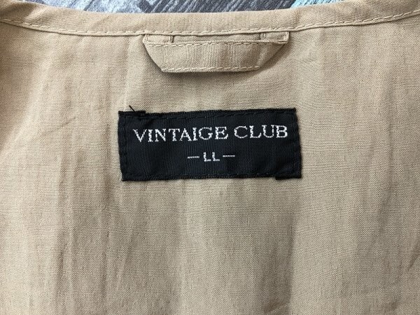 VINTAGE CLUB メンズ ポリエステル 薄手 メッシュ ダブルポケット ジップベスト 大きいサイズ LL カーキベージュ_画像2