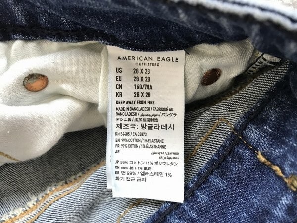 AMERICAN EAGLE アメリカンイーグル レディース ダメージ加工 デニムジーンズパンツ 28 紺_画像2