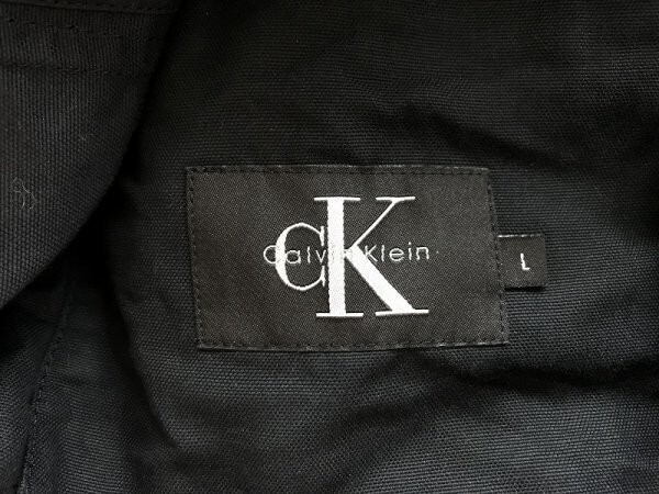 Calvin Klein カルバンクライン メンズ 綿麻 スタンドカラー 前ボタン ジャケット L 黒_画像2