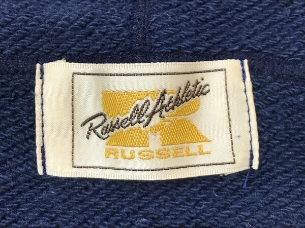 RUSSELL ATHLETIC ラッセル メンズ ロゴプリント フーディー ジップパーカー 紺_画像2