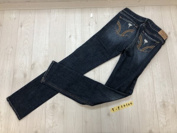 HOLLISTER ホリスター レディース ダメージ加工 デニムジーンズパンツ W24 青_画像3