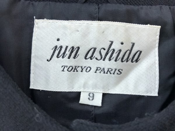 Jun ashida ジュンアシダ レディース ウール ノーカラージャケット・スカート スーツ上下セットアップ 9 黒_画像2