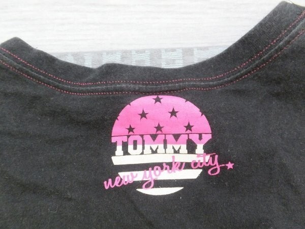 tommy girl Tommy девушка женский one отметка Logo .... ввод V шея футболка чёрный черный XS