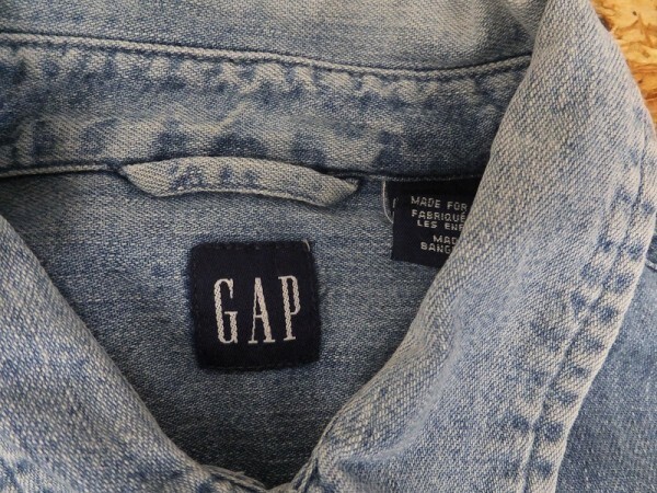 GAP ギャップ キッズ ダブルポケット デニム ジーンズ シャツ 青 ブルー L(10)_画像2