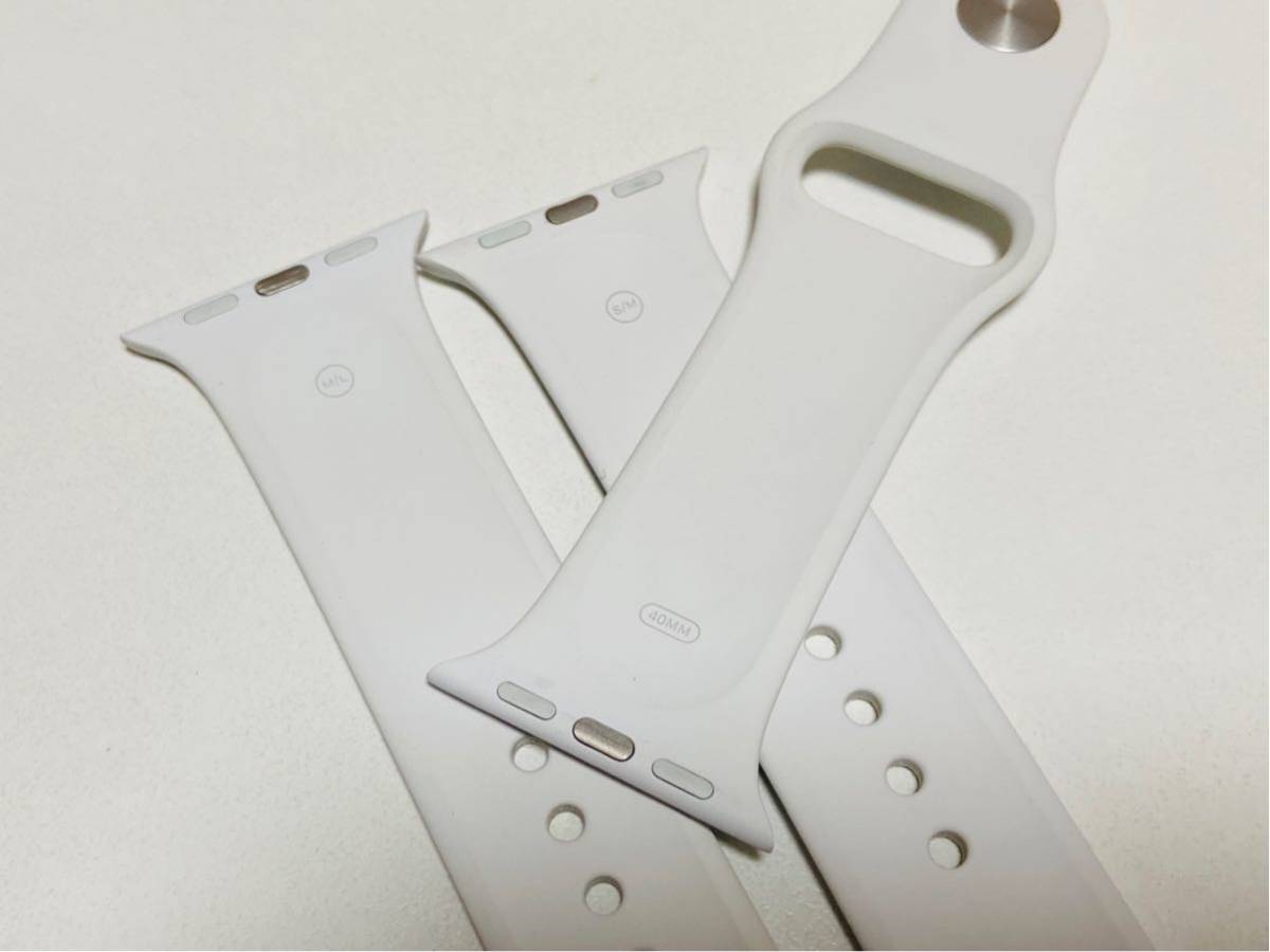 Apple Watch 38mm 40mm 41mm 純正品 ホワイト スポーツバンド ベルト アップルウォッチの画像3