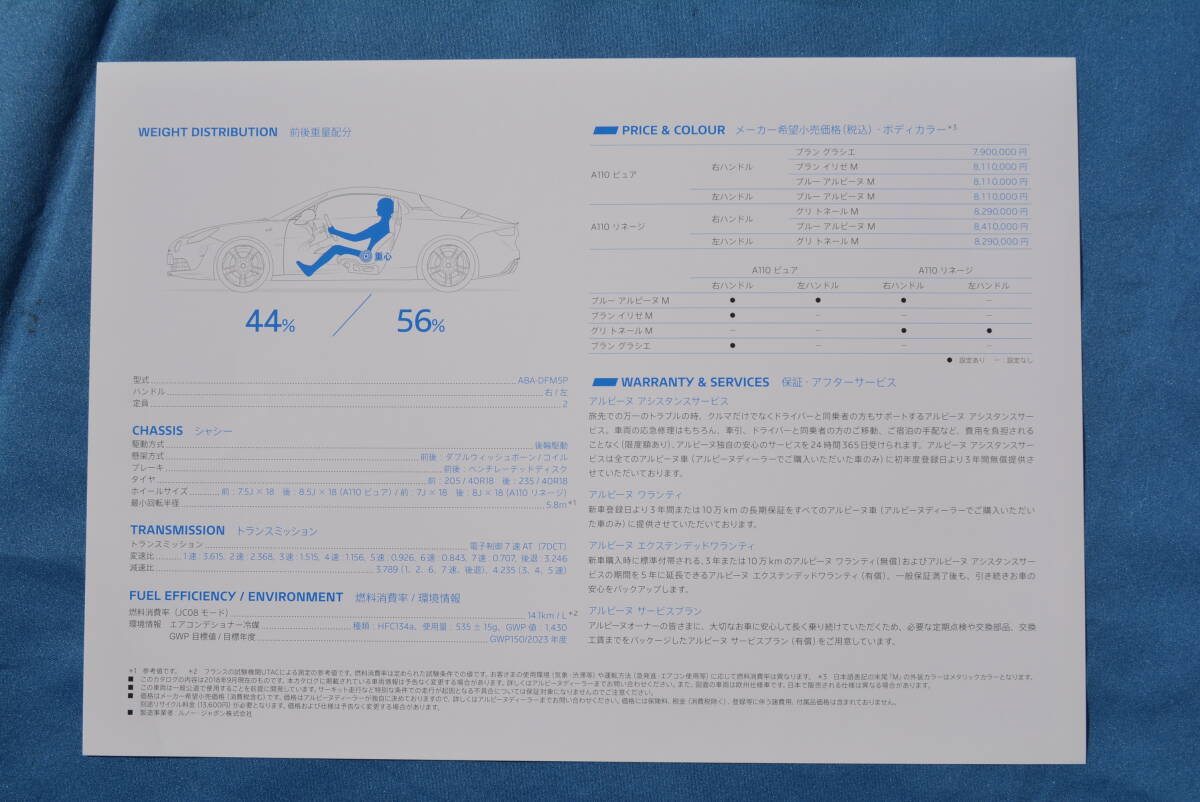 ALPINE A110 PURE & LINEAGE / アルピーヌ　A110　ピュア＆リネージュ　カタログ　USED品_画像8