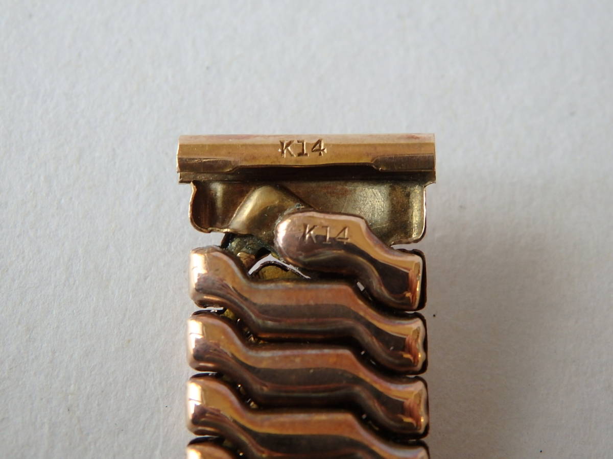 【K14ピンクゴールド無双仕上げ】ピンクゴールド 表裏K14刻印有り 古いエクステンションベルト ラグ幅15mm用_画像7
