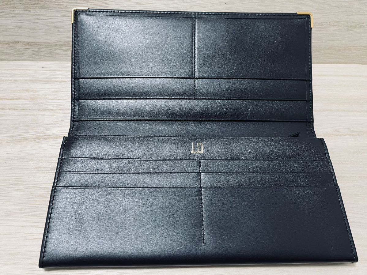 ☆ 【新品・未使用】ダンヒル dunhill 長財布　小銭入れ有り カードポケット× 10 枚 二つ折長財布 レーザーブラック _画像3