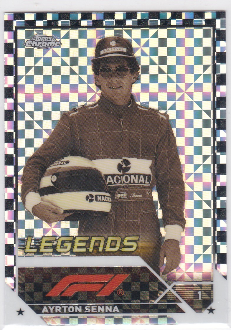 AYRTON SENNA 2023 TOPPS CHROME FORMULA 1 F1 LEGENDS BLACK CHECKER FLAG REFRACTOR_画像1