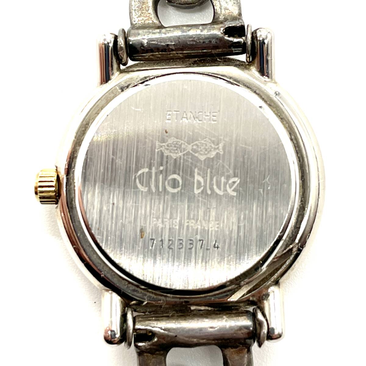 1円スタート 稼働品 Clio blue クリオブルー クォーツ 腕時計 SILVER ホールマーク シルバーチェーン ブレスレット ウォッチ ヴィンテージ_画像8
