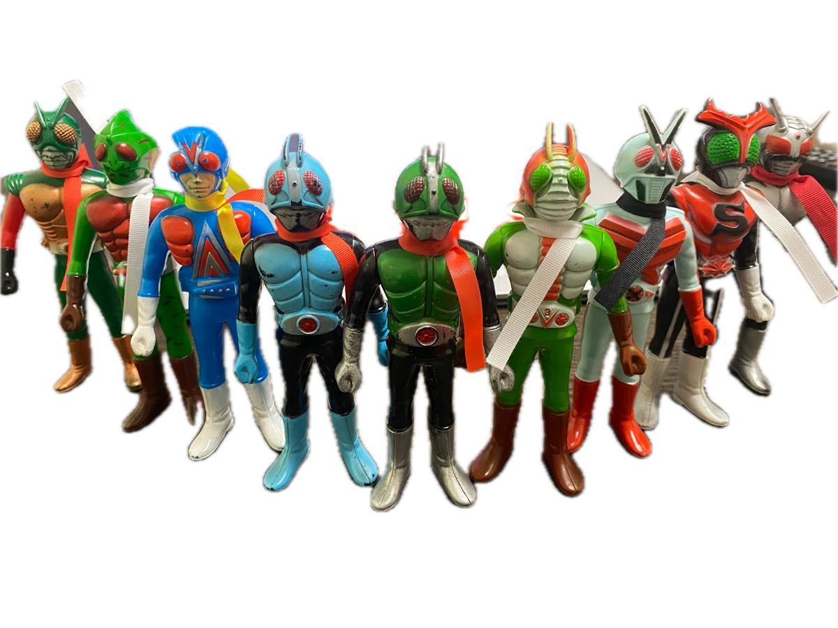 ポピー 仮面ライダー ソフビ フィギュア 昭和レトロ 9体セット ポピー 仮面ライダー ソフビ フィギュア 昭和レトロ 9体セット