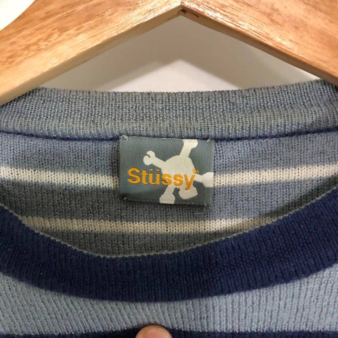 【STUSSY】archive ステューシー ニット ボーダー ブルー グレー_画像4