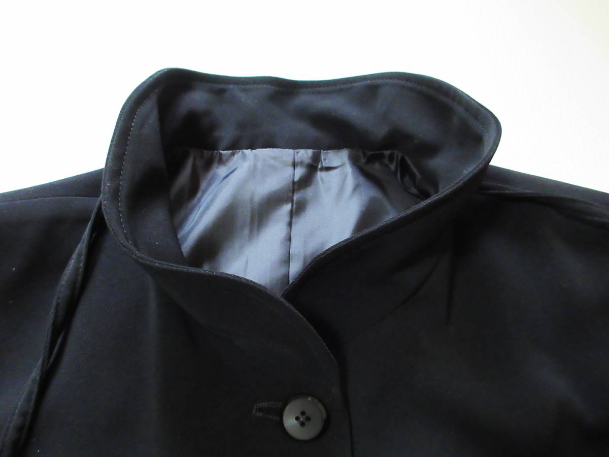 st.ALMEIDA セントアルメイダ コート M 黒 前ボタン 袖リボン（B57）