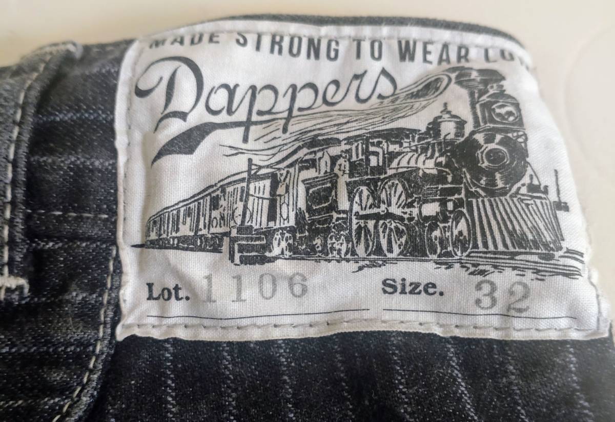 Dapper's Pants/ダッパーズ パンツ/ブラック ストライプ Lot.1106 Size 32 サスペンダーボタン(検索) アトラクションズ ドライボーンズ_画像4