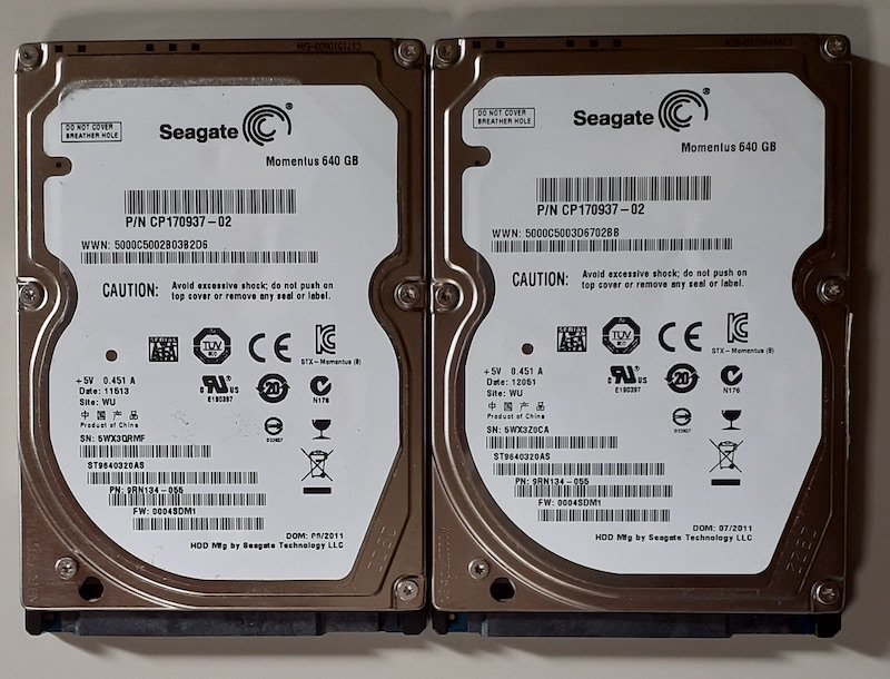 4223 2.5インチ 内蔵SATAハードディスク 640GB 2個 9.5mm Seagate ST9640320AS 149/6728時間 正常 Mac/Win_画像1