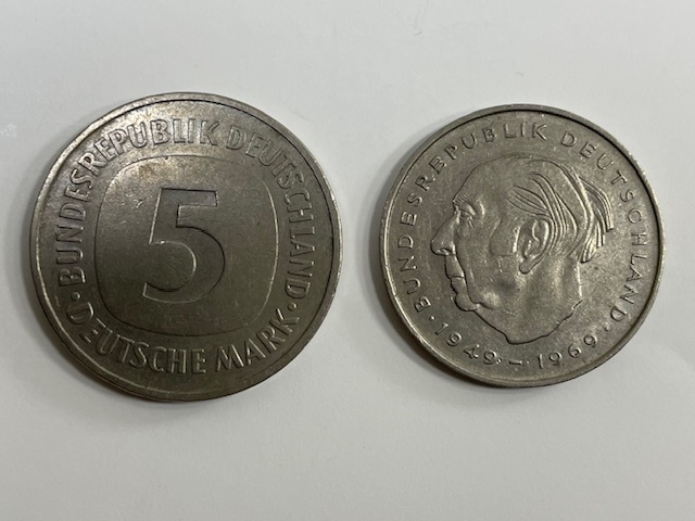 ◎ ドイツ 5マルク 硬貨 1975年 2マルク 硬貨 1972年 アンティークコイン ヨーロッパ _画像1