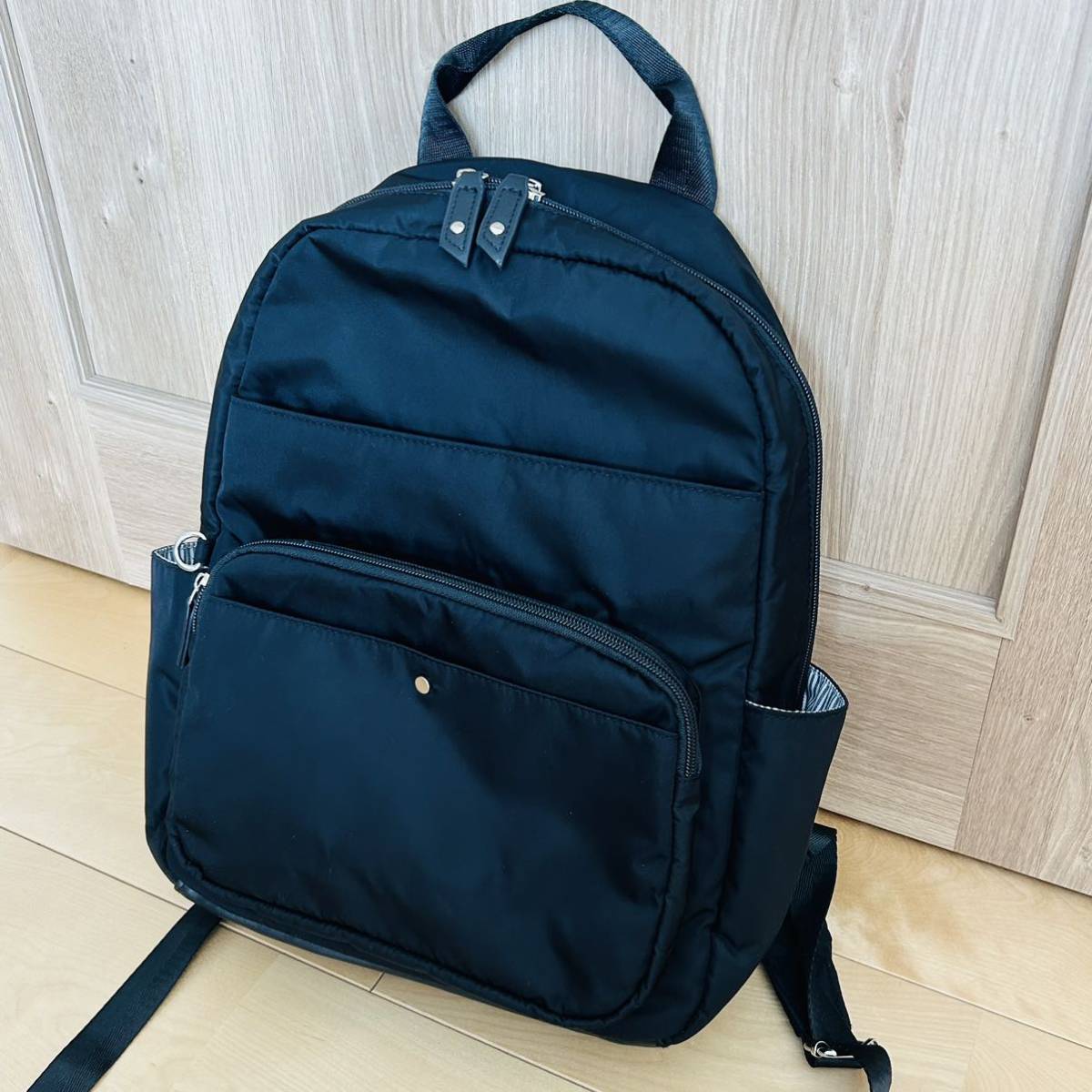  pocket many rucksack black black lady's used shoe la Roo nylon water-repellent adjustment integer .