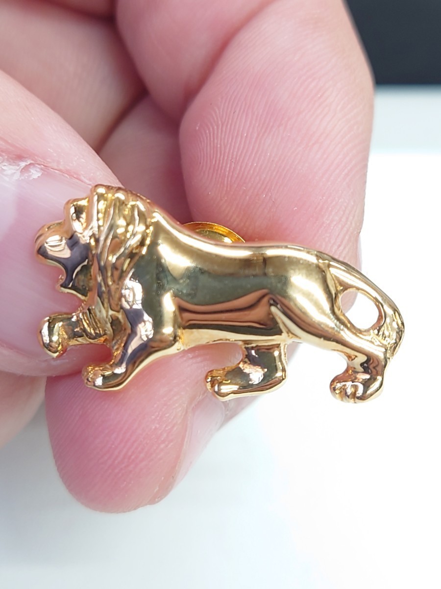 ライオンモチーフ タイピン ラペルピン K18 18金イエローゴールド