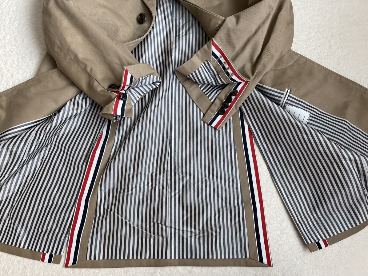 THOM BROWNE サイズ00 カーキ クラシック バルカラーコート サイドベンツ カーキ オーバーコート マッキントッシュ トムブラウン _画像3